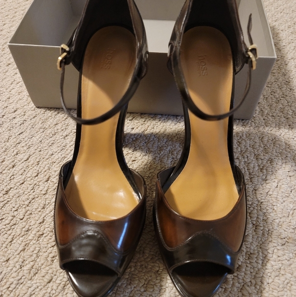 Hoss Intropia brown leather platform sandals - Picture 2 of 8